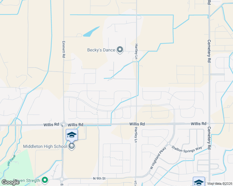 map of restaurants, bars, coffee shops, grocery stores, and more near 12637 Cowboy Lane in Middleton