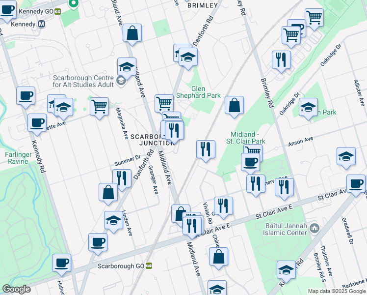 map of restaurants, bars, coffee shops, grocery stores, and more near 3 Greystone Walk Drive in Toronto