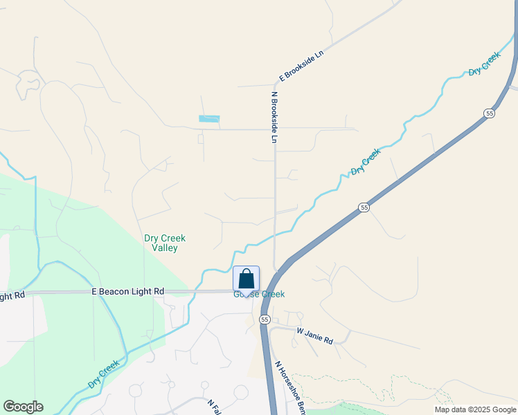 map of restaurants, bars, coffee shops, grocery stores, and more near 3575 North Brookside Lane in Boise