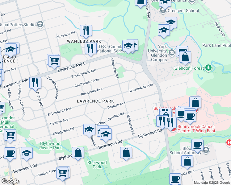 map of restaurants, bars, coffee shops, grocery stores, and more near 224 Saint Leonards Avenue in Toronto