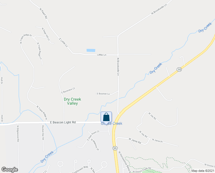 map of restaurants, bars, coffee shops, grocery stores, and more near 3575 North Brookside Lane in Boise