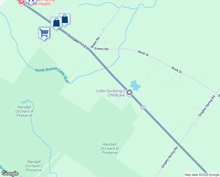 map of restaurants, bars, coffee shops, grocery stores, and more near 6 Carolyn Dr in Gorham