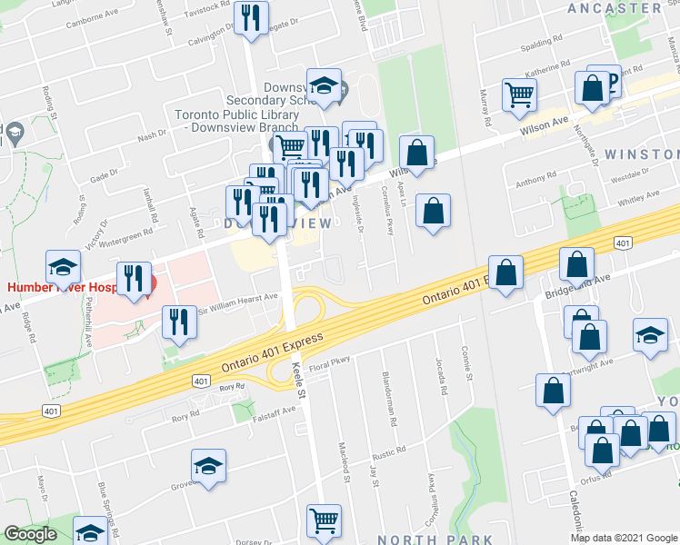 map of restaurants, bars, coffee shops, grocery stores, and more near 1016 George Appleton Way in Toronto