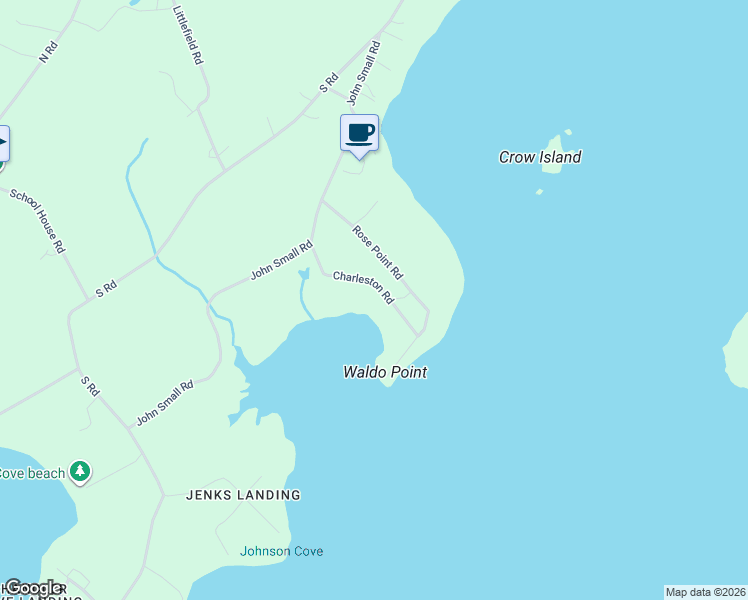 map of restaurants, bars, coffee shops, grocery stores, and more near 41 Charleston Road in Chebeague Island