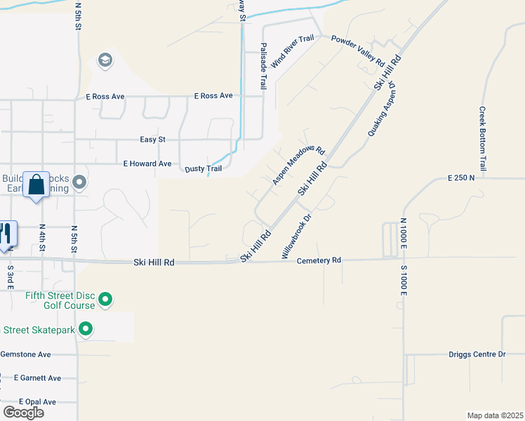 map of restaurants, bars, coffee shops, grocery stores, and more near 115 Aspen Meadows Road in Driggs