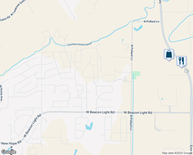map of restaurants, bars, coffee shops, grocery stores, and more near 9600 West Beacon Light Road in Star