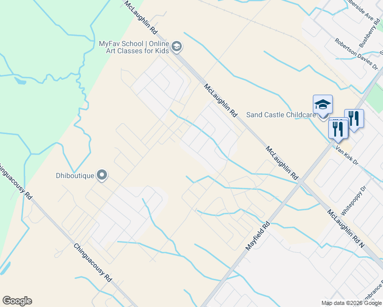 map of restaurants, bars, coffee shops, grocery stores, and more near 144 Petch Avenue in Regional Municipality of Peel