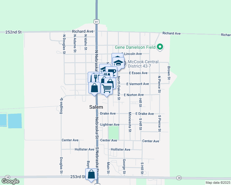 map of restaurants, bars, coffee shops, grocery stores, and more near 131 North Dakota Street in Salem