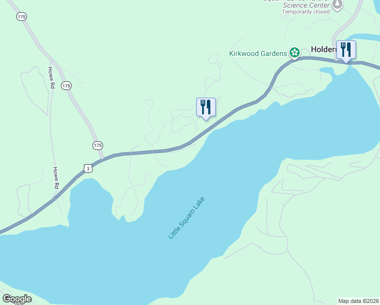 map of restaurants, bars, coffee shops, grocery stores, and more near 29 Old Ledge Road in Holderness