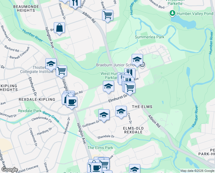 map of restaurants, bars, coffee shops, grocery stores, and more near in Toronto