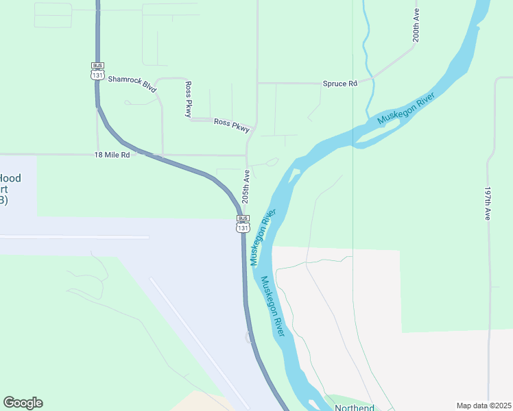 map of restaurants, bars, coffee shops, grocery stores, and more near 17900 205th Avenue in Big Rapids