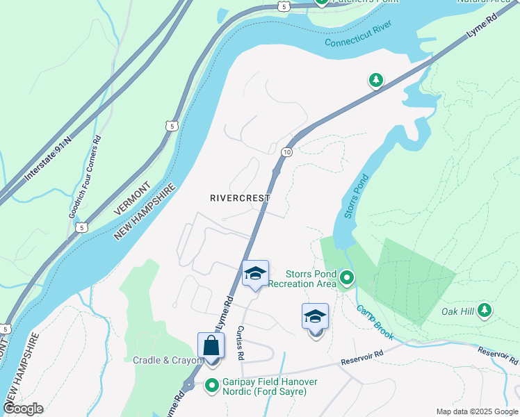 map of restaurants, bars, coffee shops, grocery stores, and more near 52 Lyme Road in Hanover
