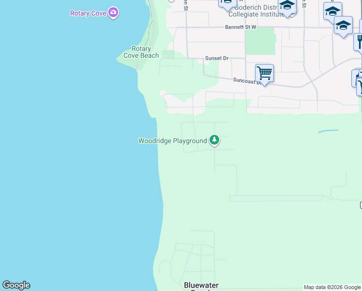 map of restaurants, bars, coffee shops, grocery stores, and more near in Goderich