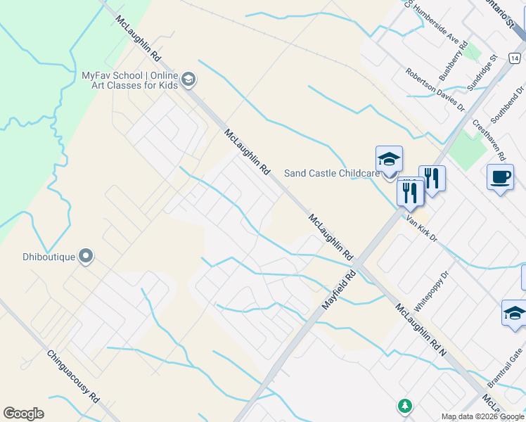 map of restaurants, bars, coffee shops, grocery stores, and more near 12046 McLaughlin Road in Caledon