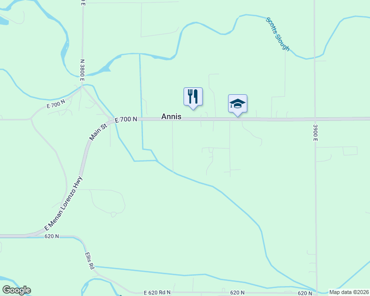 map of restaurants, bars, coffee shops, grocery stores, and more near 3838 East Menan Lorenzo Highway in Rigby