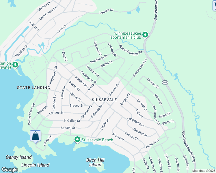 map of restaurants, bars, coffee shops, grocery stores, and more near 60 Locarno Street in Moultonborough