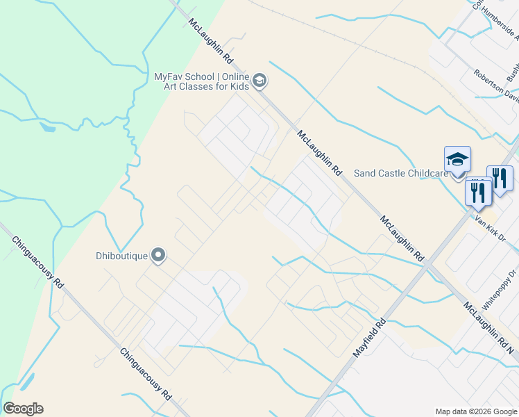 map of restaurants, bars, coffee shops, grocery stores, and more near 168 Petch Avenue in Caledon