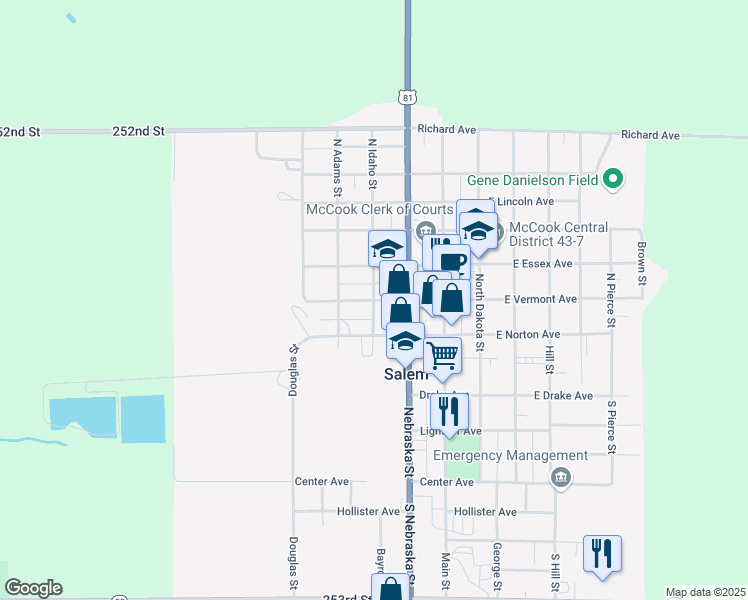 map of restaurants, bars, coffee shops, grocery stores, and more near 300 Vermont Avenue in Salem