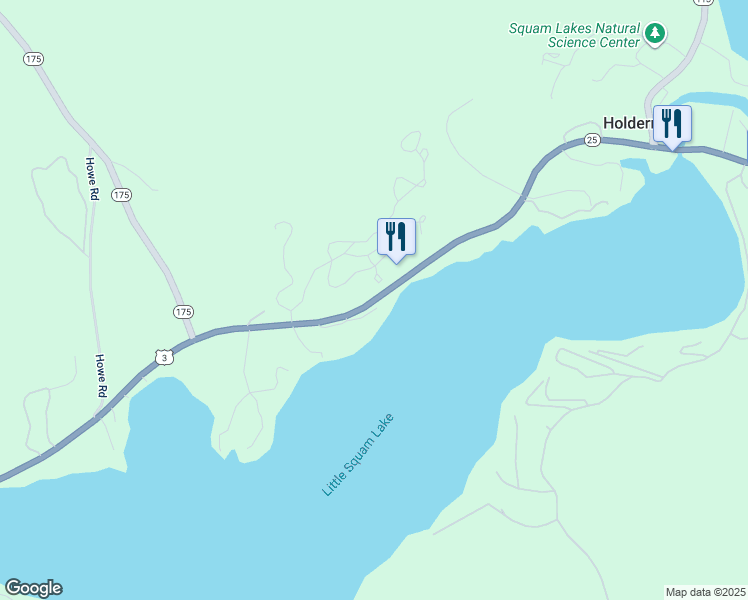 map of restaurants, bars, coffee shops, grocery stores, and more near 30 Lower Meadows Road in Holderness