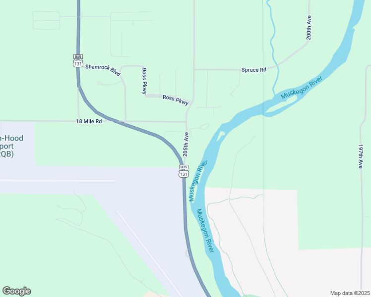 map of restaurants, bars, coffee shops, grocery stores, and more near 17900 205th Avenue in Big Rapids