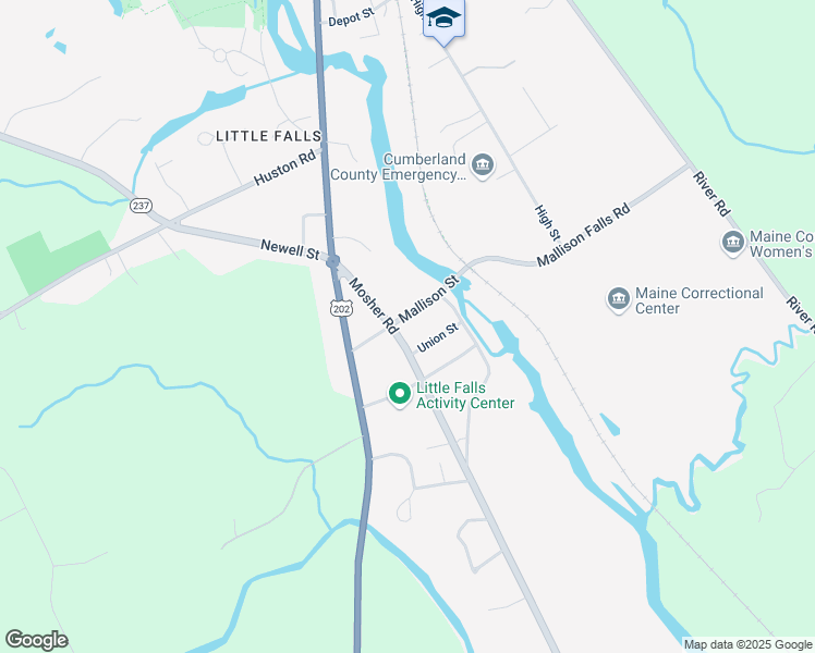 map of restaurants, bars, coffee shops, grocery stores, and more near 48 Mosher Road in Gorham