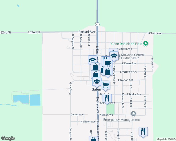 map of restaurants, bars, coffee shops, grocery stores, and more near 300 Vermont Avenue in Salem