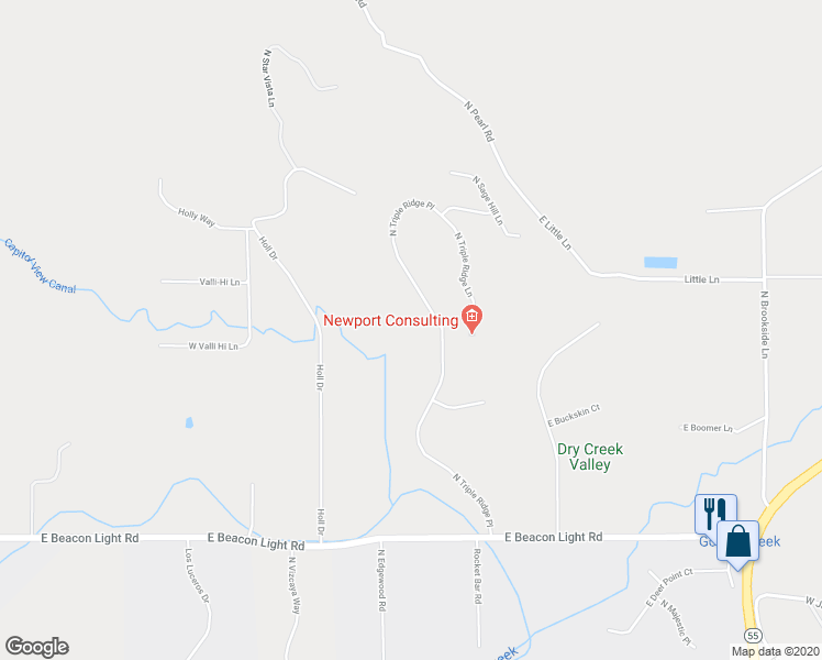 map of restaurants, bars, coffee shops, grocery stores, and more near 3931 North Triple Ridge Place in Eagle