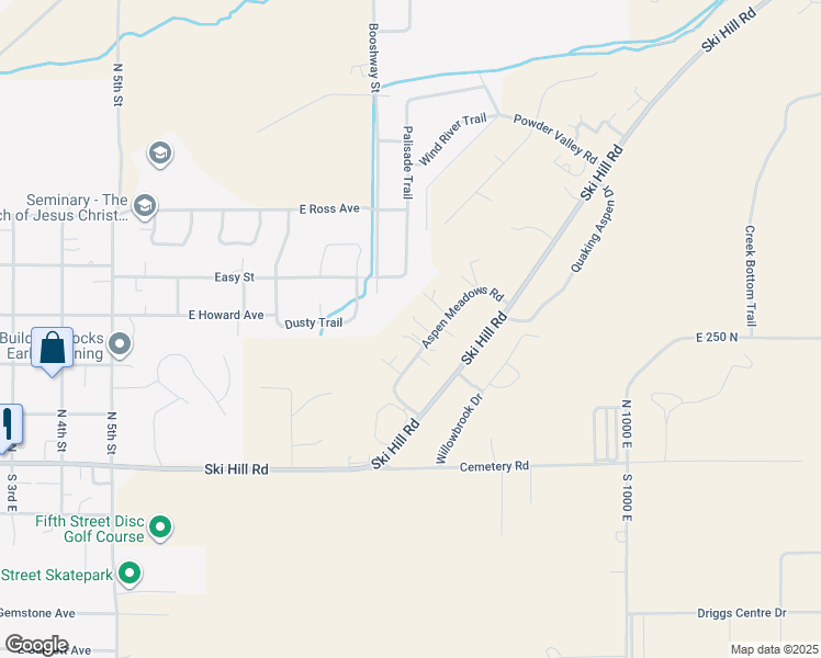 map of restaurants, bars, coffee shops, grocery stores, and more near 230 Aspen Meadows Road in Driggs