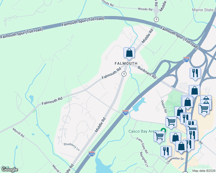 map of restaurants, bars, coffee shops, grocery stores, and more near 8 Emerald Pond in Falmouth