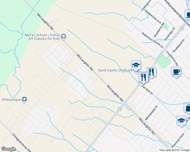 map of restaurants, bars, coffee shops, grocery stores, and more near 12046 McLaughlin Road in Caledon