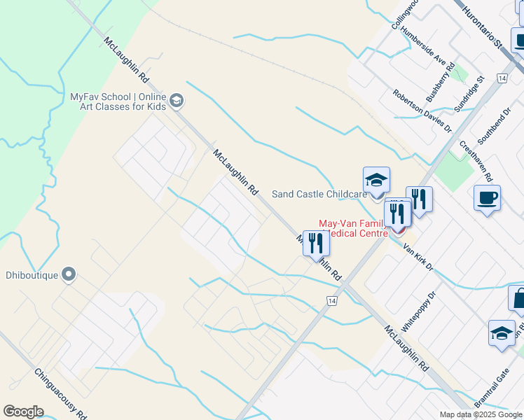 map of restaurants, bars, coffee shops, grocery stores, and more near 12046 McLaughlin Road in Caledon