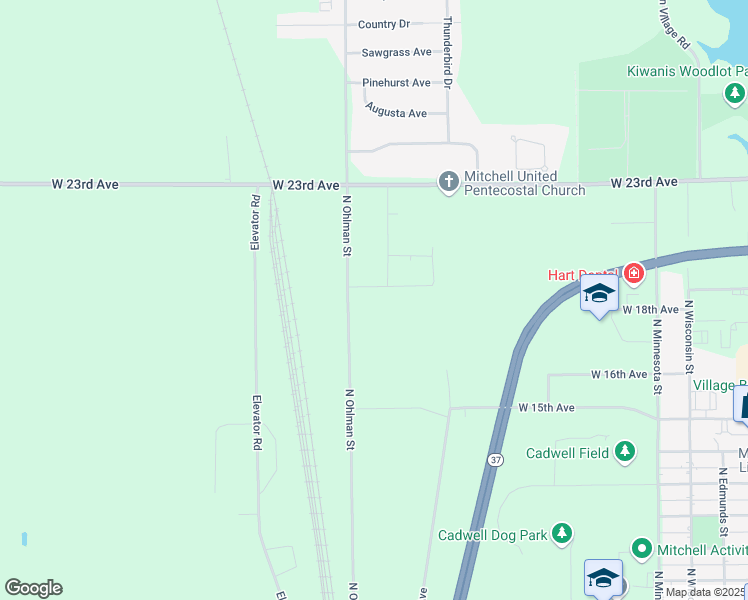 map of restaurants, bars, coffee shops, grocery stores, and more near in Mitchell