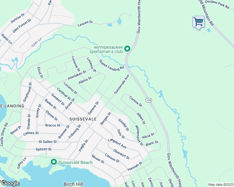 map of restaurants, bars, coffee shops, grocery stores, and more near 31 Suissevale Avenue in Moultonborough
