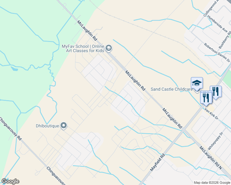 map of restaurants, bars, coffee shops, grocery stores, and more near 11 Vibrant Way in Caledon