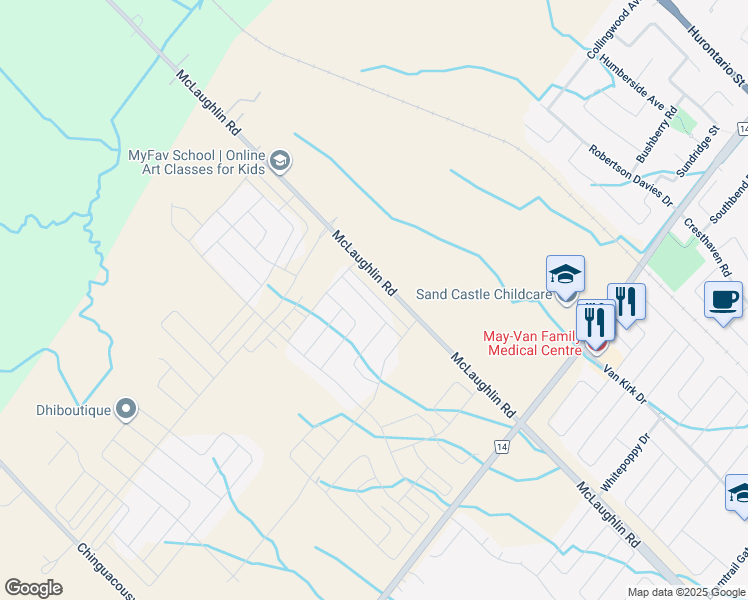 map of restaurants, bars, coffee shops, grocery stores, and more near 45 Minnock Street in Regional Municipality of Peel