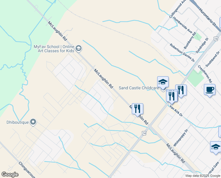 map of restaurants, bars, coffee shops, grocery stores, and more near in Regional Municipality of Peel