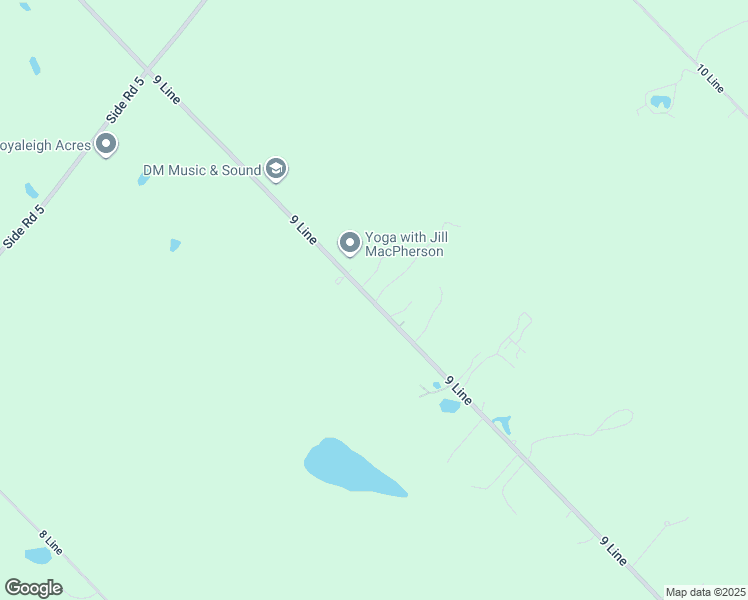 map of restaurants, bars, coffee shops, grocery stores, and more near 5027 9 Line in Erin