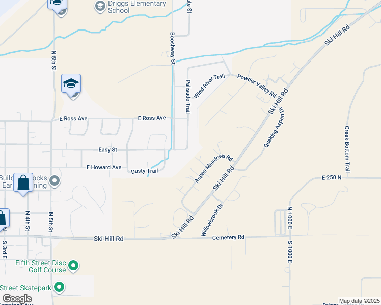 map of restaurants, bars, coffee shops, grocery stores, and more near 339 Palisade Trail in Driggs