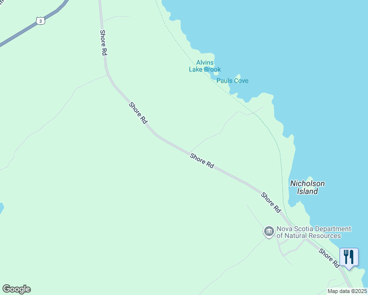 map of restaurants, bars, coffee shops, grocery stores, and more near 3 Shore Road in West Green Harbour
