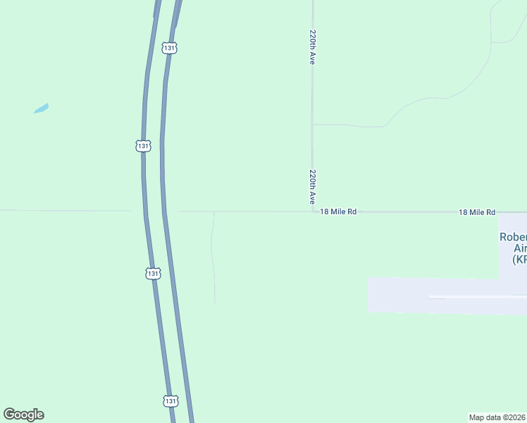 map of restaurants, bars, coffee shops, grocery stores, and more near 22215 18 Mile Road in Big Rapids