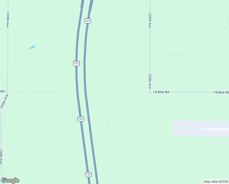 map of restaurants, bars, coffee shops, grocery stores, and more near 22215 18 Mile Road in Big Rapids