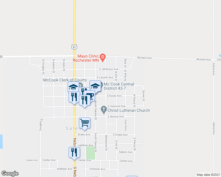 map of restaurants, bars, coffee shops, grocery stores, and more near 321 East Washington Avenue in Salem