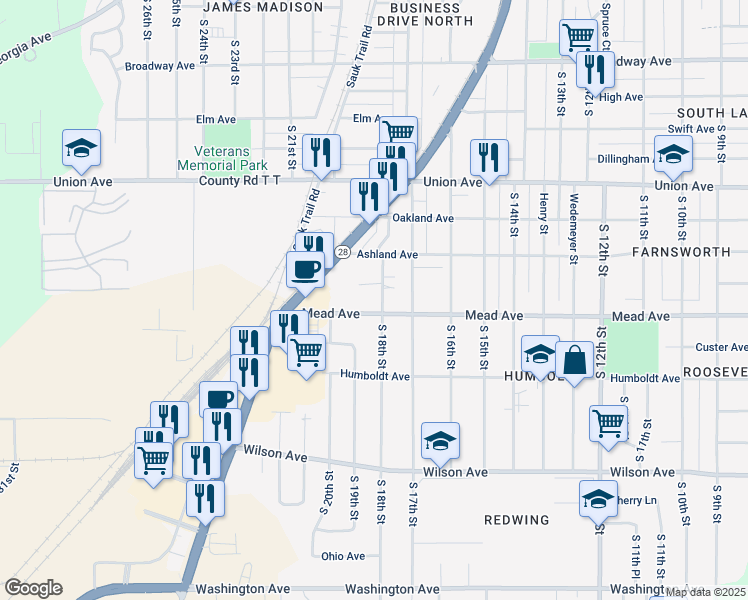 map of restaurants, bars, coffee shops, grocery stores, and more near in Sheboygan