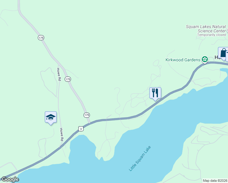 map of restaurants, bars, coffee shops, grocery stores, and more near 8 Overlook Road in Holderness