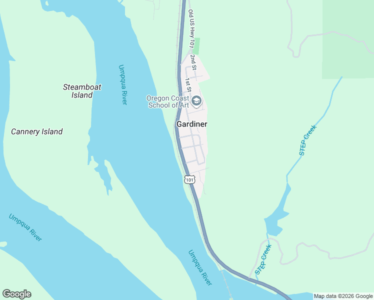 map of restaurants, bars, coffee shops, grocery stores, and more near 77187 U.S. 101 in Gardiner