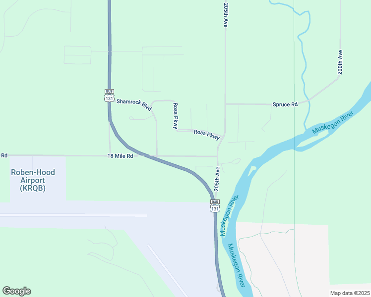 map of restaurants, bars, coffee shops, grocery stores, and more near 20630 18 Mile Road in Big Rapids