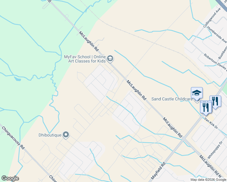 map of restaurants, bars, coffee shops, grocery stores, and more near 505 Tim Manley Avenue in Caledon
