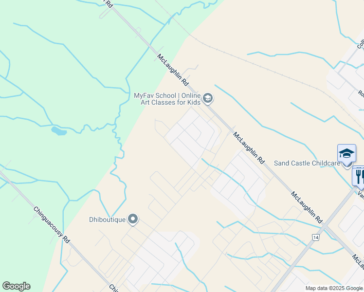 map of restaurants, bars, coffee shops, grocery stores, and more near 12046-12500 McLaughlin Road in Caledon