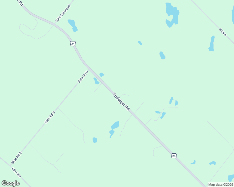 map of restaurants, bars, coffee shops, grocery stores, and more near 5237 Trafalgar Road in Erin