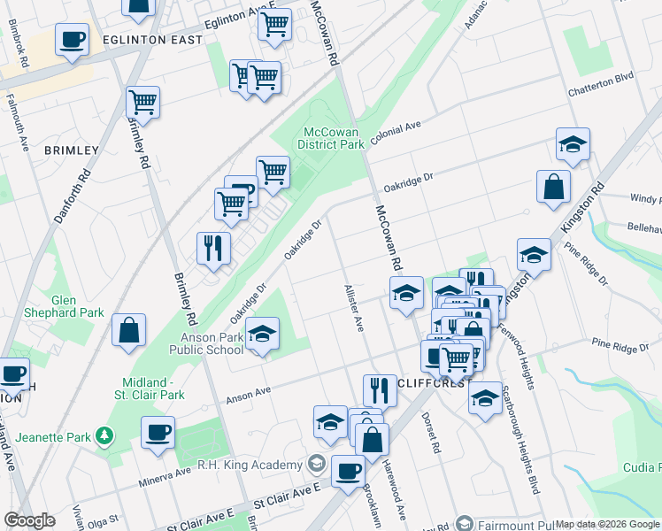 map of restaurants, bars, coffee shops, grocery stores, and more near 120 Phyllis Avenue in Toronto